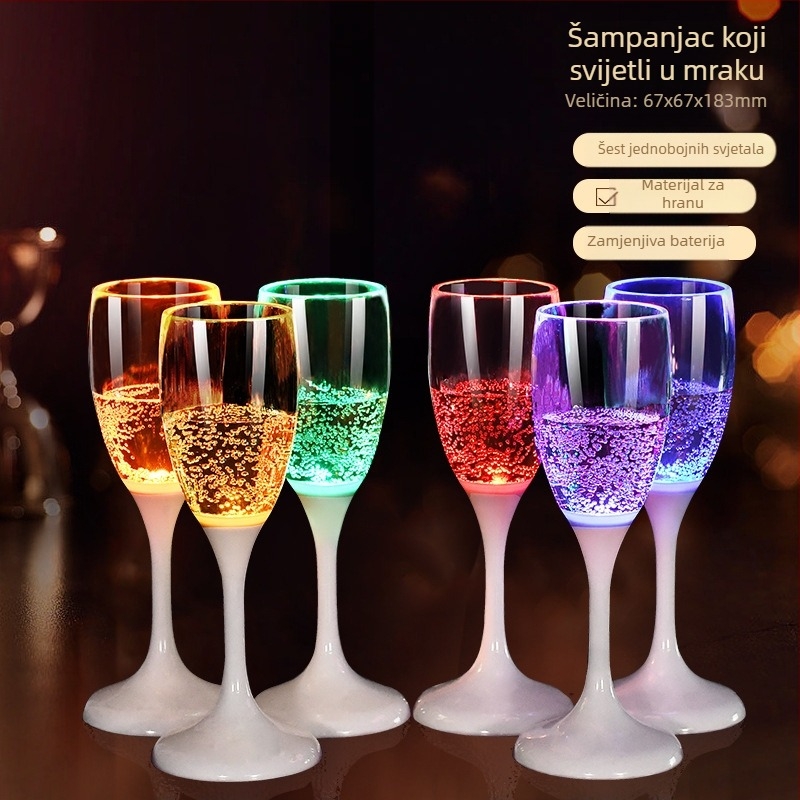 Kreativna LED svjetleća čaša za KTV bar, plastična čaša za šampanjac, vinski koktel, prehrambena čaša za vino, božićni poklon