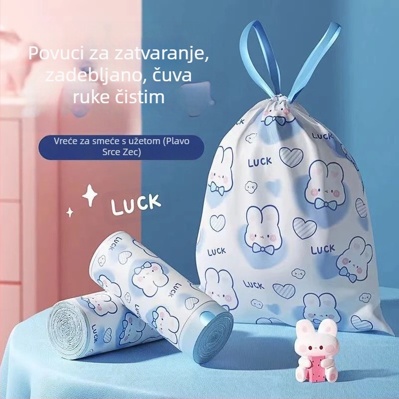 Vreća za smeće Camellia bez kidanja, zadebljana kućna torba za jednokratnu upotrebu, velika kuhinjska vreća za smeće sa zateznim vezicama