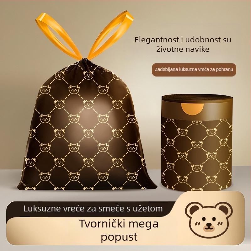 Vreća za smeće Camellia bez kidanja, zadebljana kućna torba za jednokratnu upotrebu, velika kuhinjska vreća za smeće sa zateznim vezicama