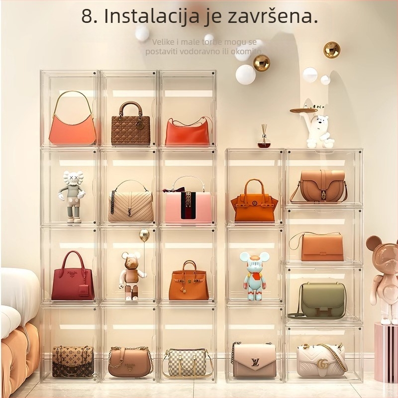 Luksuzna prozirna magnetska kutija za apsorpciju u vreći za pohranu artefakata, pristupačna luksuzna polica za pohranu, platnena vitrina otporna na prašinu