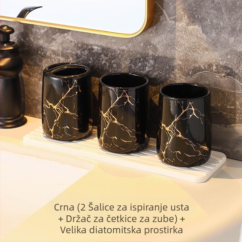 Europski stil, modni držač za četkice za zube, kućanski, kupaonski, mramorni uzorak, keramički, kozmetički, za parove