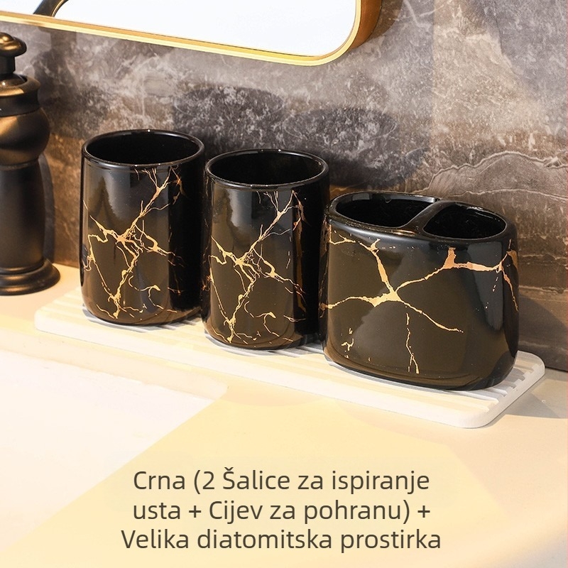 Europski stil, modni držač za četkice za zube, kućanski, kupaonski, mramorni uzorak, keramički, kozmetički, za parove