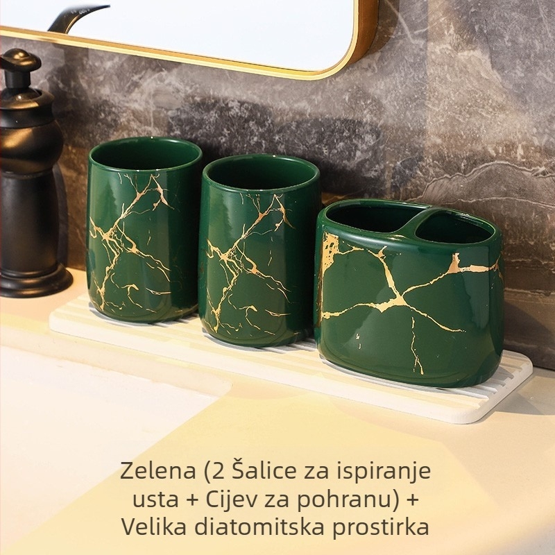 Europski stil, modni držač za četkice za zube, kućanski, kupaonski, mramorni uzorak, keramički, kozmetički, za parove