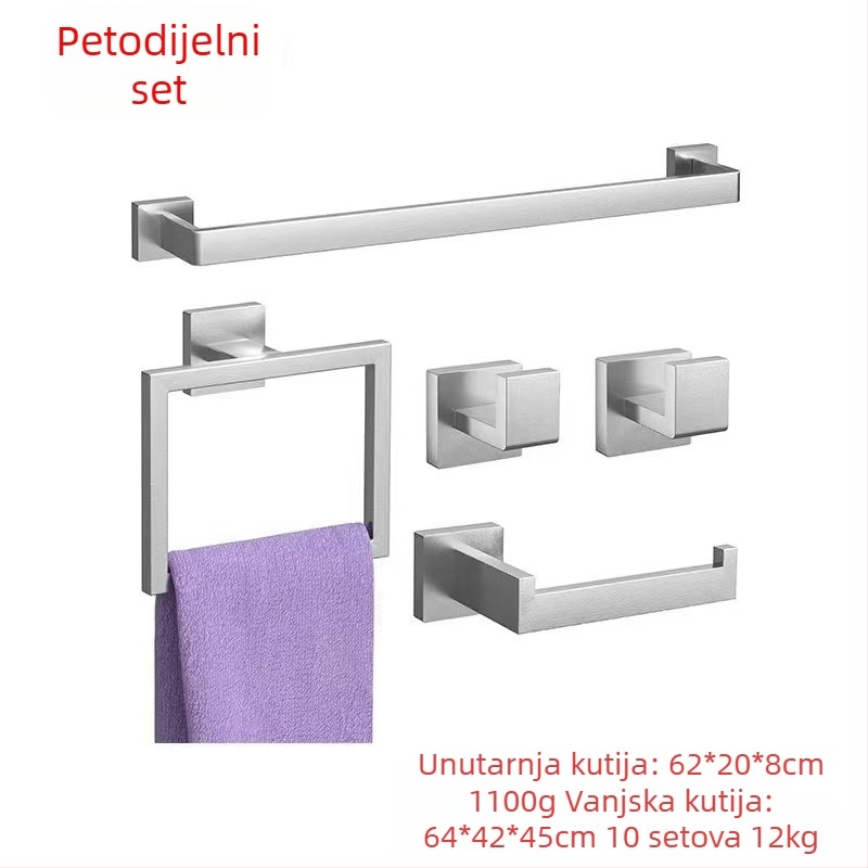 ♡Vješalica za ručnike s kvadratnim profilom od nehrđajućeg čelika, prsten za ručnike, kuka za kapute i držač maramica, vješalica za kupaonicu