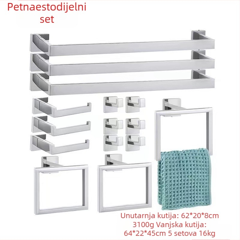 ♡Vješalica za ručnike s kvadratnim profilom od nehrđajućeg čelika, prsten za ručnike, kuka za kapute i držač maramica, vješalica za kupaonicu