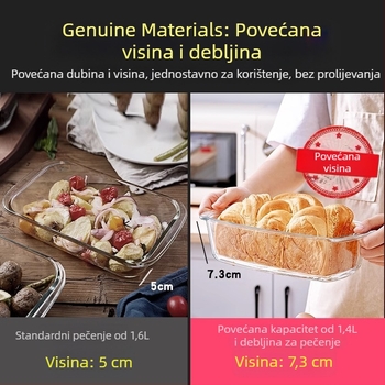 Staklena posuda za pečenje otporna na toplinu za mikrovalnu pećnicu, posuđe za pečenje u pećnici, zdjela s pečenom rižom, jela na pari, okrugli pravokutni tanjur za ribu na pari, kristalni lonac