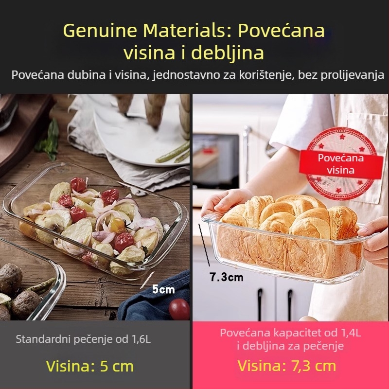 Staklena posuda za pečenje otporna na toplinu za mikrovalnu pećnicu, posuđe za pečenje u pećnici, zdjela s pečenom rižom, jela na pari, okrugli pravokutni tanjur za ribu na pari, kristalni lonac