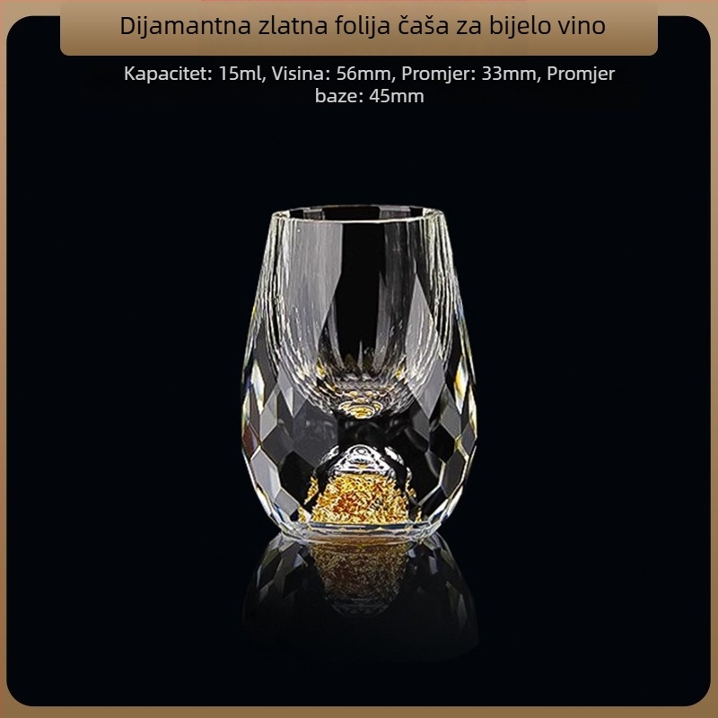 Veleprodaja zlatne folije za bijelo vino, kristalne čaše za kućanstvo, male veličine, jednodijelne, metak, kineski stil, Yipin Jiangshan Jinshan, čaša za vino