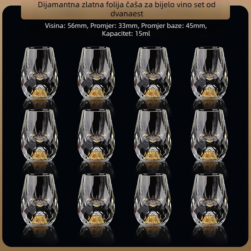 Veleprodaja zlatne folije za bijelo vino, kristalne čaše za kućanstvo, male veličine, jednodijelne, metak, kineski stil, Yipin Jiangshan Jinshan, čaša za vino