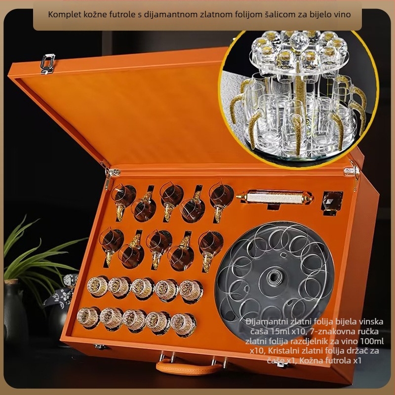 Veleprodaja zlatne folije za bijelo vino, kristalne čaše za kućanstvo, male veličine, jednodijelne, metak, kineski stil, Yipin Jiangshan Jinshan, čaša za vino