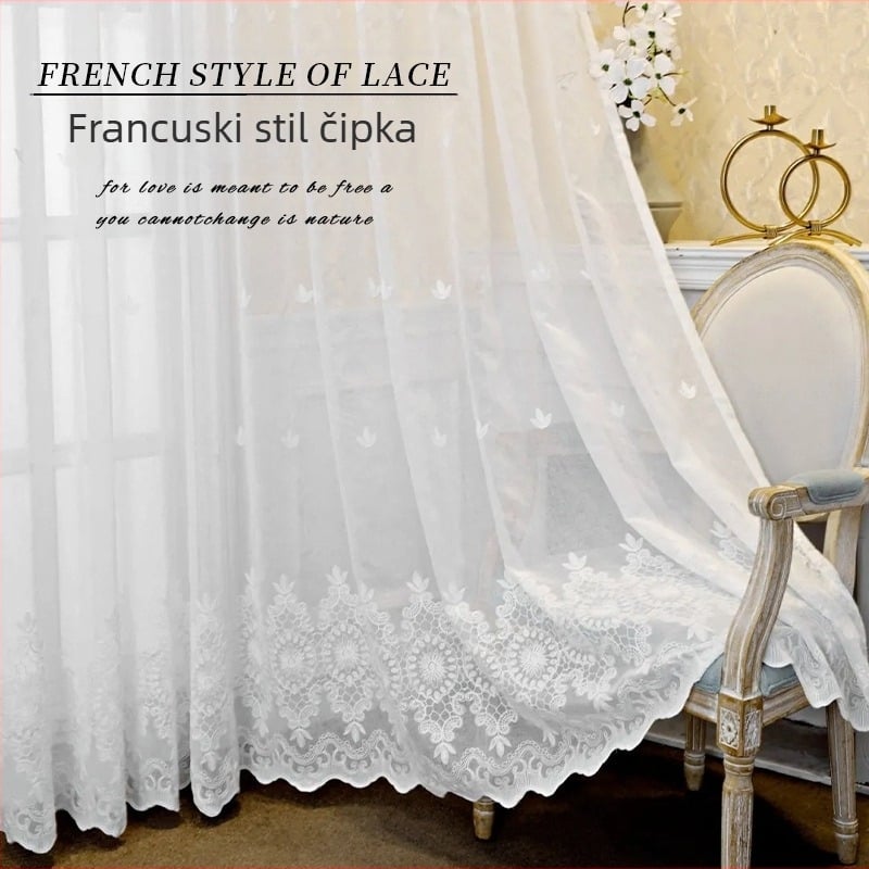 Veleprodaja francuskih čipkastih zavjesa za prozore, dnevni boravak, spavaća soba, polusjenčanje, romantična bijela čipkasta zavjesa za balkon