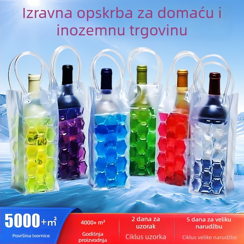 PVC vrećica za vino za jednu dugu bocu, prijenosna, višebojna, brzo smrzavajuća, uljno-vodeni gel perlica za pivo, crno vino, dvostrana vrećica za ledeno vino