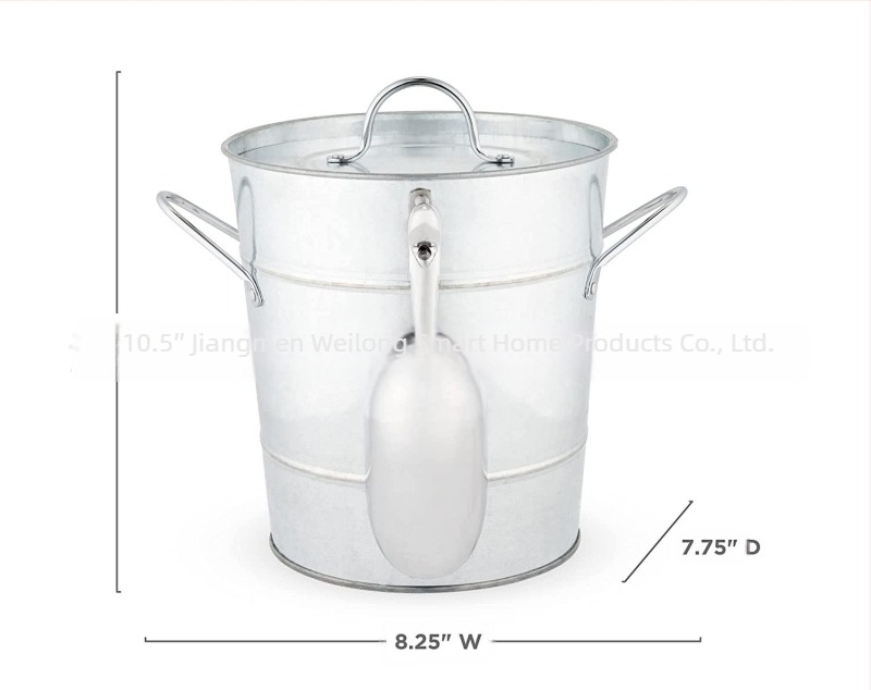 Željezna kanta za led s poklopcem i žlicom, ekskluzivni prekogranični izvoz u inozemstvu za Amazon, kanta za vino s ovalnom ručkom za kanticu za led