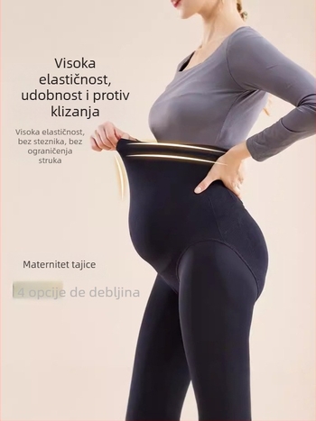 Tajice za trudnoću s učinkom golih nogu, tople s fleecem, podržavaju bokove i podižu stražnjicu, nijansa kože.