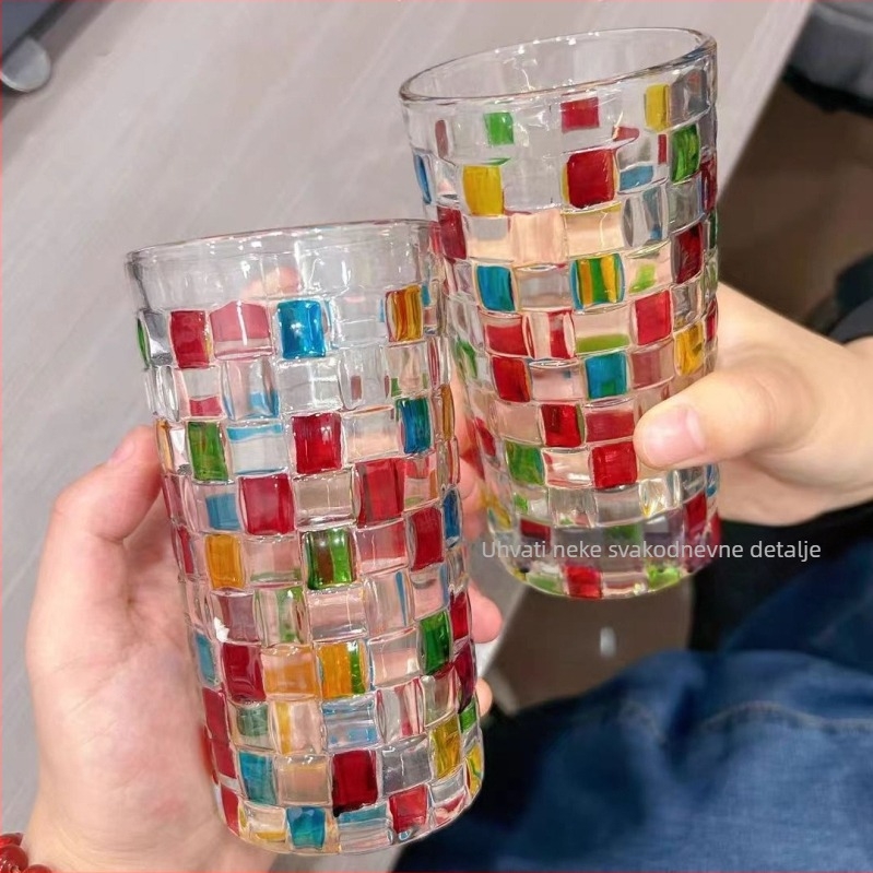 Oslikana ručno tkana staklena niša za kućanstvo, šalica za ženski čaj, šalica za piće, šalica za viski i pivo