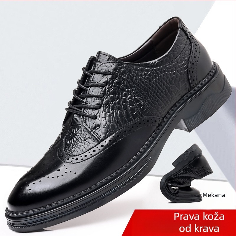 Nove proljetne i jesenske poslovne formalne kožne cipele, muške ležerne brogue cipele s rezbarenim vezicama, prozračne vjenčane cipele s vezicama, moderne muške