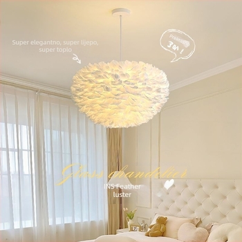 Nordijski moderni minimalistički personalizirani kreativni luster u stilu blagovaonice za glavnu spavaću sobu s perjem, lampa od perja u stilu lustera