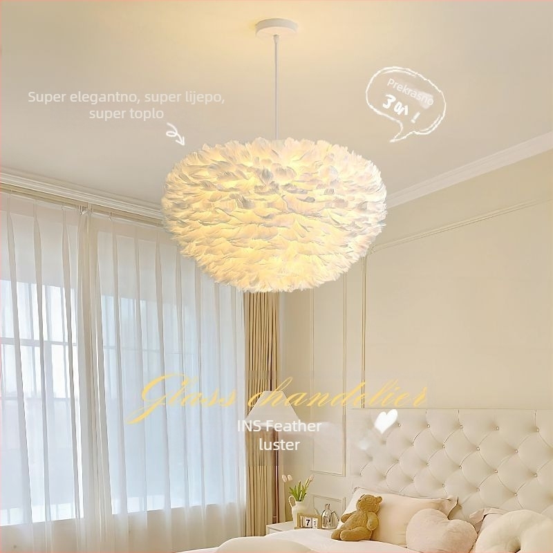 Nordijski moderni minimalistički personalizirani kreativni luster u stilu blagovaonice za glavnu spavaću sobu s perjem, lampa od perja u stilu lustera