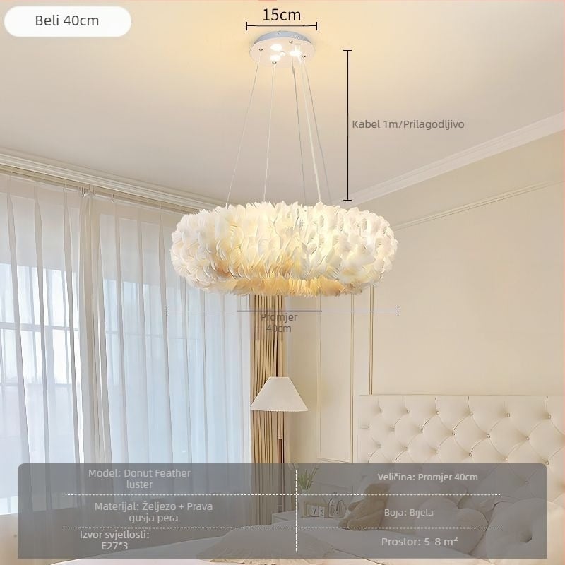 Nordijski moderni minimalistički personalizirani kreativni luster u stilu blagovaonice za glavnu spavaću sobu s perjem, lampa od perja u stilu lustera