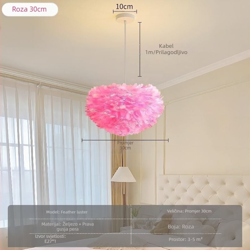 Nordijski moderni minimalistički personalizirani kreativni luster u stilu blagovaonice za glavnu spavaću sobu s perjem, lampa od perja u stilu lustera