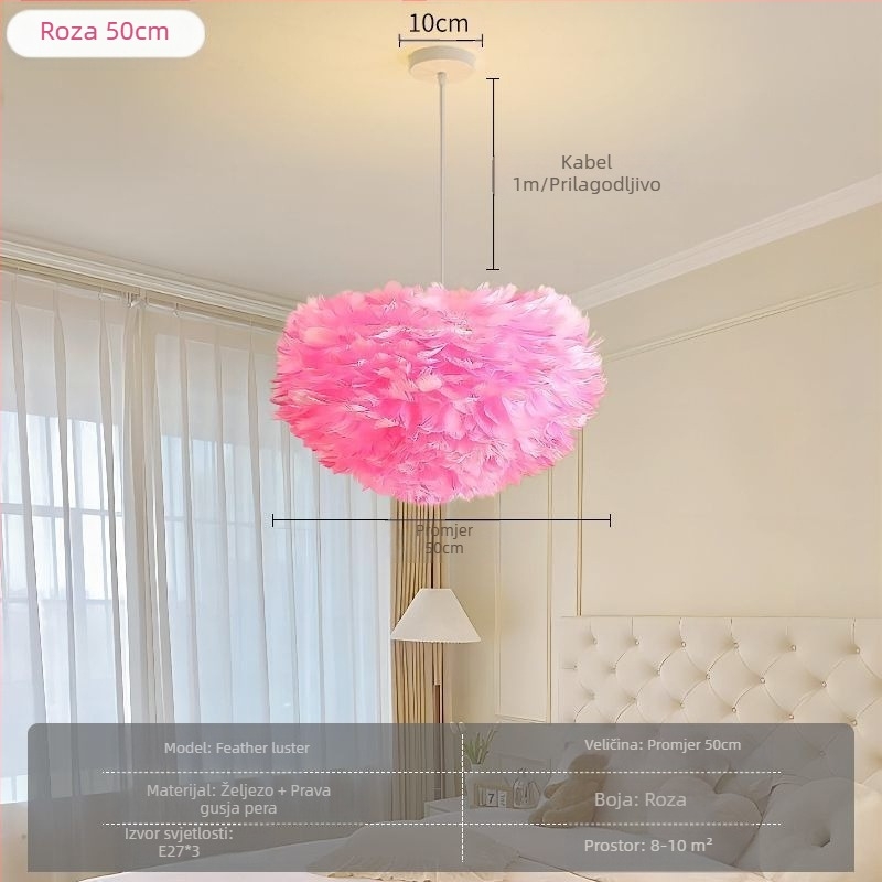 Nordijski moderni minimalistički personalizirani kreativni luster u stilu blagovaonice za glavnu spavaću sobu s perjem, lampa od perja u stilu lustera