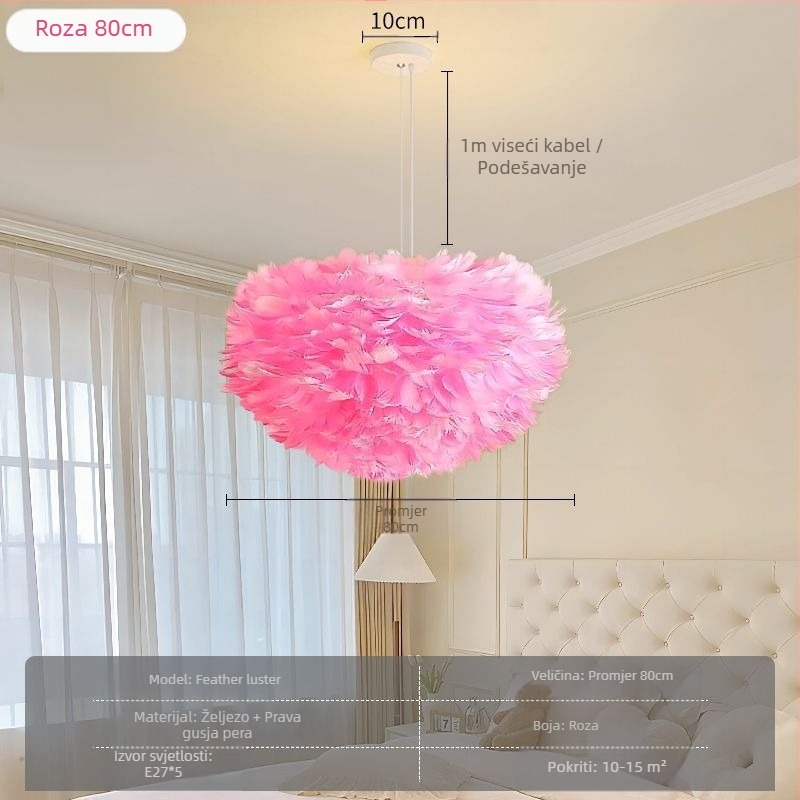 Nordijski moderni minimalistički personalizirani kreativni luster u stilu blagovaonice za glavnu spavaću sobu s perjem, lampa od perja u stilu lustera