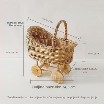 Dječja kolica u obliku košare Ins Style, pletena košara za pohranu, gnijezdo za kućne ljubimce, košara za cvijeće nakon poroda, rekviziti za fotografiranje, poklon za prvi rođendan