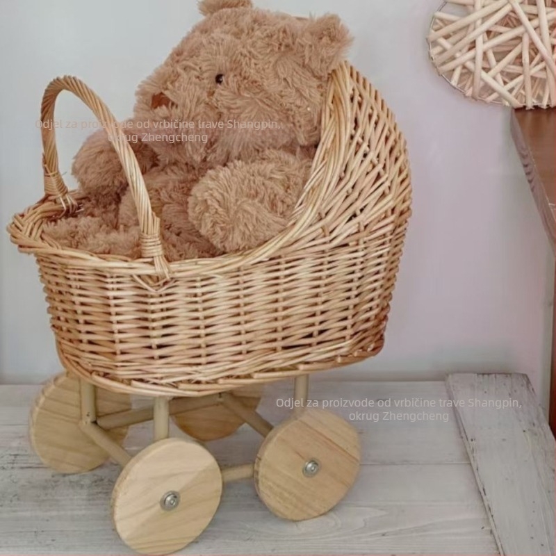 Dječja kolica u obliku košare Ins Style, pletena košara za pohranu, gnijezdo za kućne ljubimce, košara za cvijeće nakon poroda, rekviziti za fotografiranje, poklon za prvi rođendan