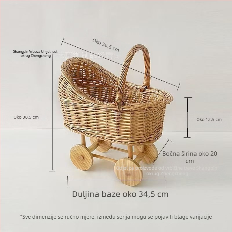 Dječja kolica u obliku košare Ins Style, pletena košara za pohranu, gnijezdo za kućne ljubimce, košara za cvijeće nakon poroda, rekviziti za fotografiranje, poklon za prvi rođendan