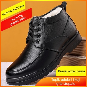 Pamučne cipele Muške zimske cipele s flis podstavom Tople muške pamučne cipele Visoke kožne vunene čizme za snijeg Cipele za srednje i starije tate