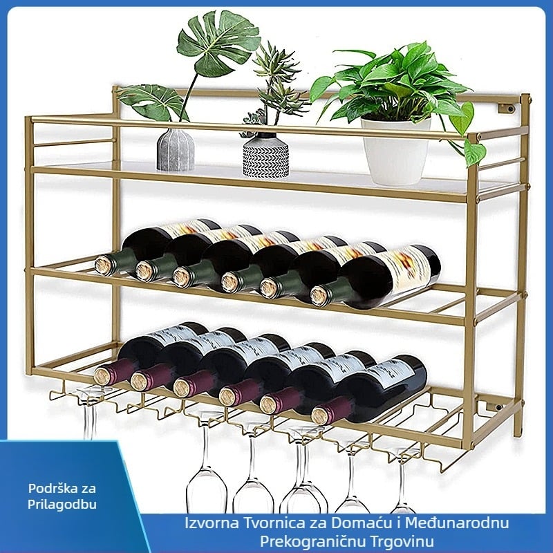 Nordic Light luksuzni stalak za vino, zidni vinski ormarić, jednostavni svjetlosni luksuzni stalak za vino, zidni ukras, stalak za pohranu, viseći stalak za šalice.