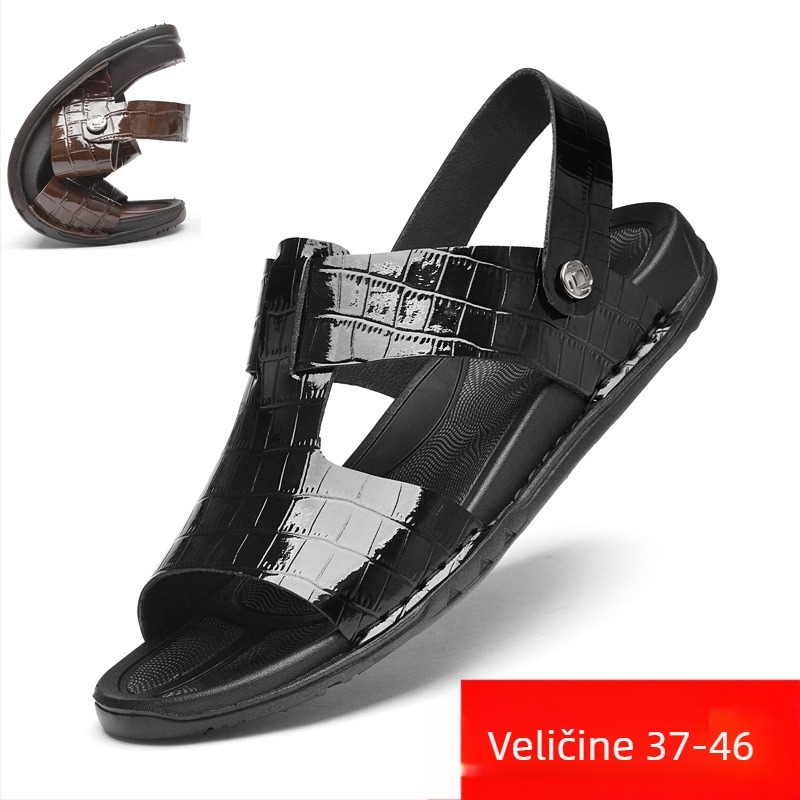 37 Muške sandale od prave kože, nove ljetne cipele za plažu, neklizajuće, velike veličine, 2,25 kg, sandale za vanjsku upotrebu, muške veličine 46