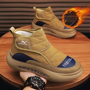 Visoke sjeveroistočne zadebljane muške pamučne cipele 2025. Zima 2025. vodootporne nove tople krznene pamučne čizme s flis podstavom
