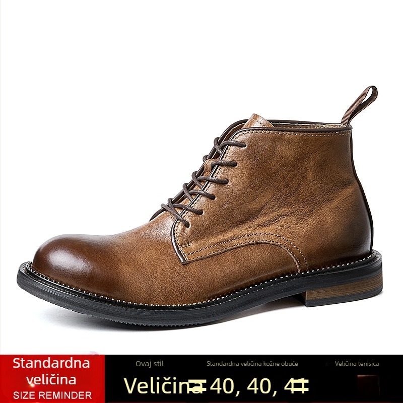 Jesenske i zimske kratke čizme od prave kože, nove muške čizme, Martin čizme, britanske, europske i američke, retro cipele od kravlje kože s gornjim slojem, ležerne, vrhunske, dostava