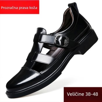 Sandale od prave kože, muške, ljetne, velike veličine 48, ležerne 47, izrezane 46, klompe za vanjsku upotrebu, mekani potplat, neklizajuće sandale, moderne