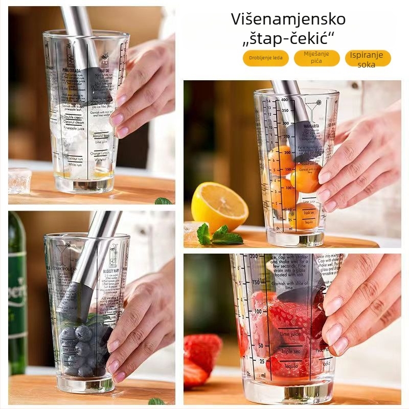 Štapić za mućenje voća od nehrđajućeg čelika, čekić za limun i lis za led za shaker