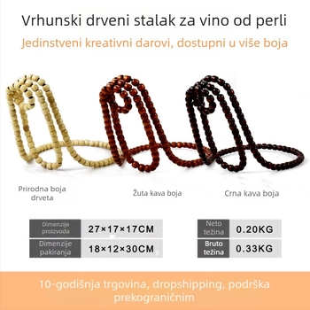 Kućni elegantni kreativni drveni perli crveni stalak za vino kineski vintage masivni drveni perli lanac za rukotvorine ukrasi za stolni vinski ormarić dekoracija