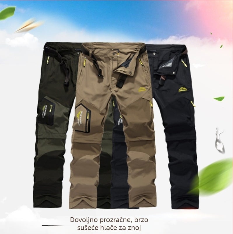 Muške vanjske hlače za brzo sušenje, brzo sušeće hlače, odvojive vodootporne, otporne na vjetar, planinarske hlače, casual jurišne hlače, kratke hlače, promocija