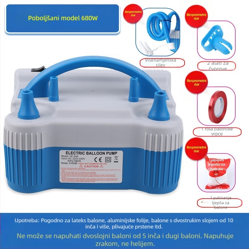 2025 novi dvoslojni balon električni napuhivač stroj za napuhavanje balona zračna pumpa automatski napuhivač dvostruki otvor pogledajte detalje