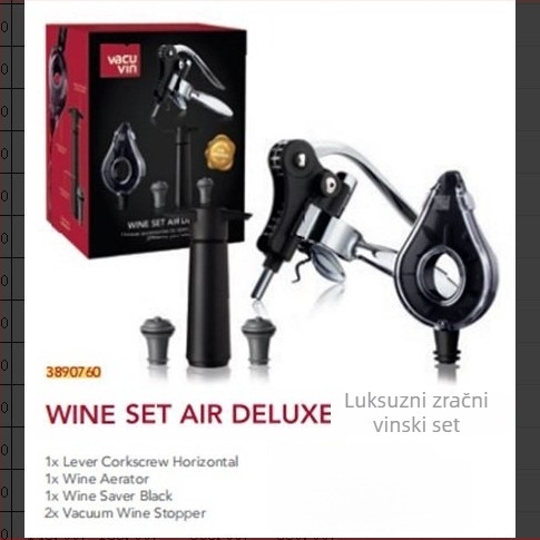 Vacu Vin set za vino uvezen iz Nizozemske, vrećica za led, otvarač za boce, čep za boce, vakuumski set za vino