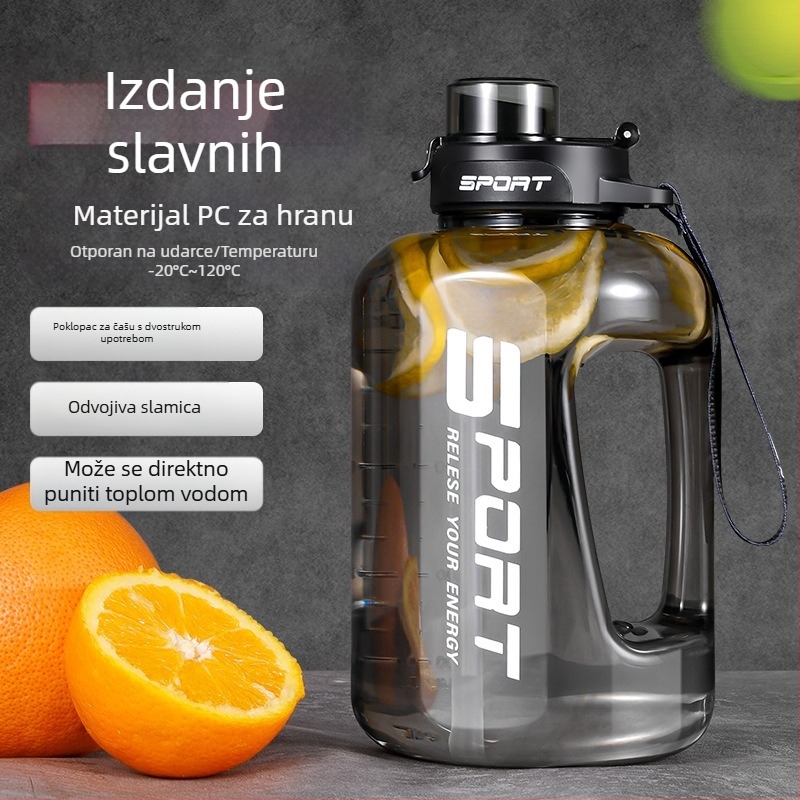 Plastična čaša velikog kapaciteta, otporna na visoke temperature, čaša za vodu, tona, fitness kuhalo, prijenosna, otporna na padove, slamka, svemirska čaša