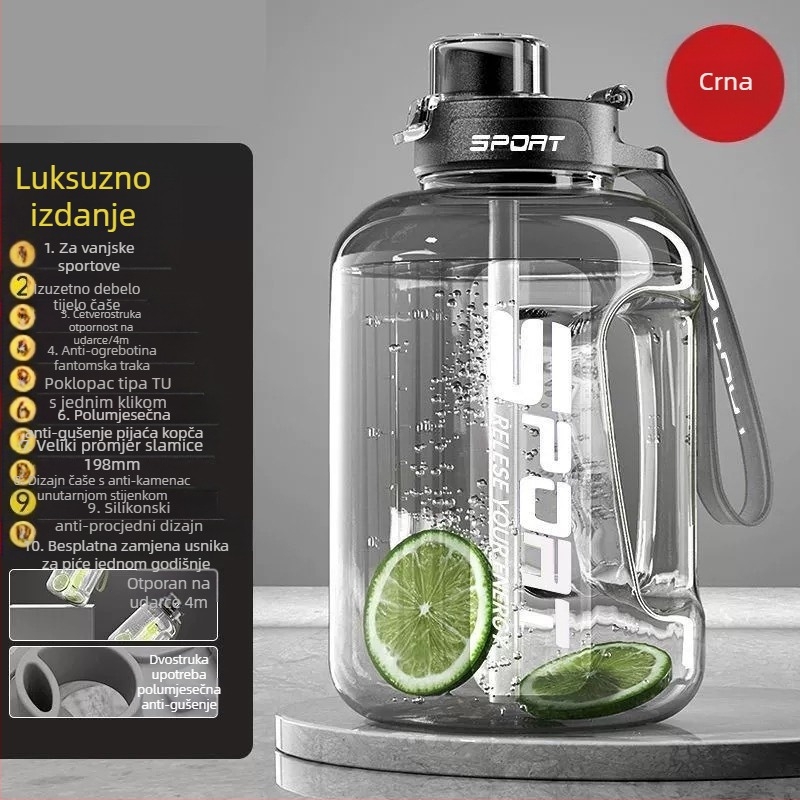 Plastična čaša velikog kapaciteta, otporna na visoke temperature, čaša za vodu, tona, fitness kuhalo, prijenosna, otporna na padove, slamka, svemirska čaša