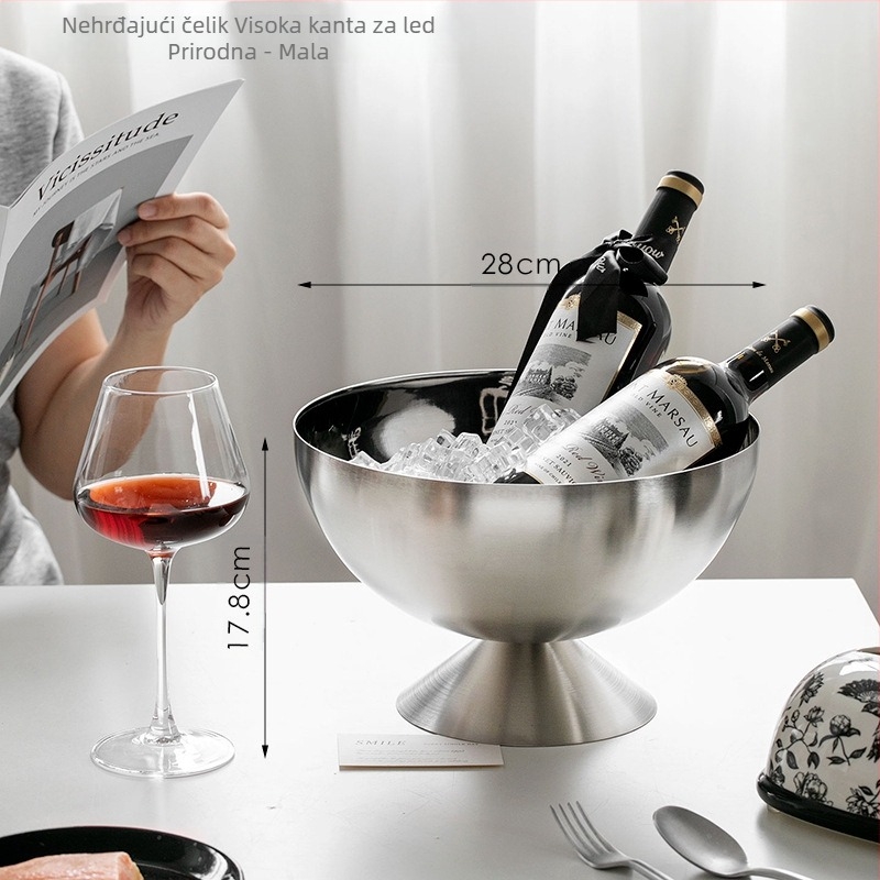 Posuda za šampanjac od nehrđajućeg čelika CrossBorder, kanta za led, kockice leda, ledeno vino, pivo, crno vino, kockice leda, kanta za led, posuda za punč