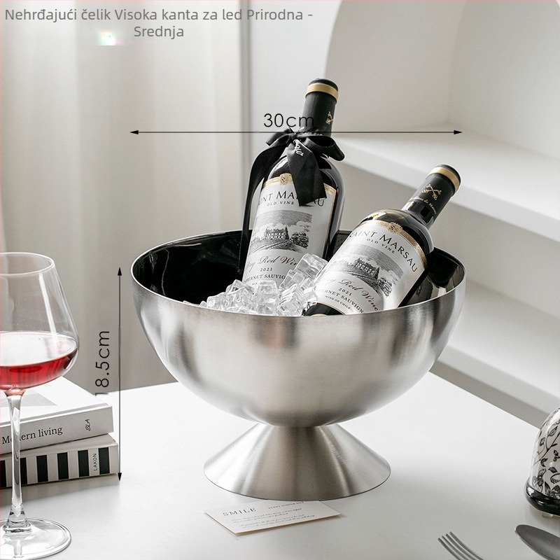 Posuda za šampanjac od nehrđajućeg čelika CrossBorder, kanta za led, kockice leda, ledeno vino, pivo, crno vino, kockice leda, kanta za led, posuda za punč