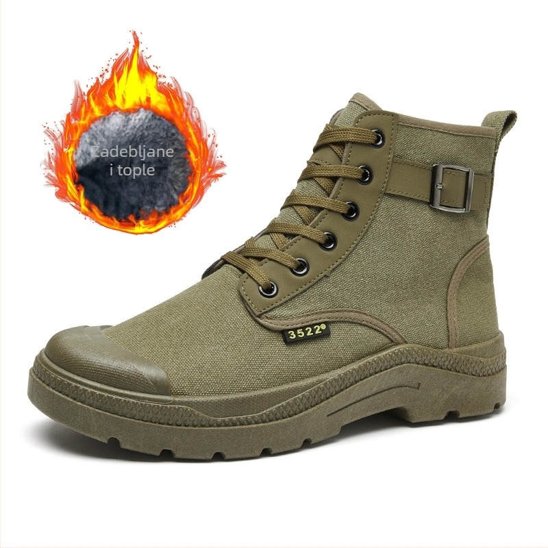 3522 Visoke vanjske planinarske ležerne cipele, kampiranje, putne cipele, otporne na prljavštinu, radno osiguranje, prozračne platnene cipele s flis podstavom, tople