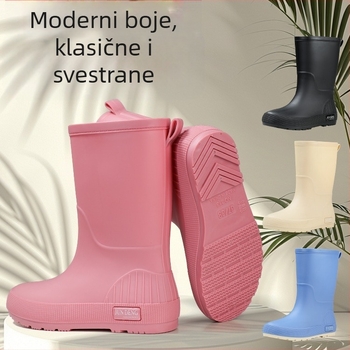 Morandi Color ženske čizme za kišu sa srednjim prugama, modne klasične ženske vanjske čizme za kišu, zadebljane neklizajuće vodene gumene cipele