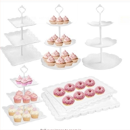 Voćni tanjur u europskom stilu s 3 sloja, popodnevni čaj, pladanj za grickalice, stalak za deserte, stalak za torte, kombinirani stol za torte