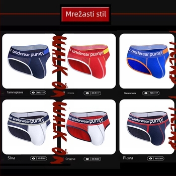 Tanke Pump muške sportske gaćice s niskim strukom, uski kroj, podizanje stražnjice, color-block dizajn