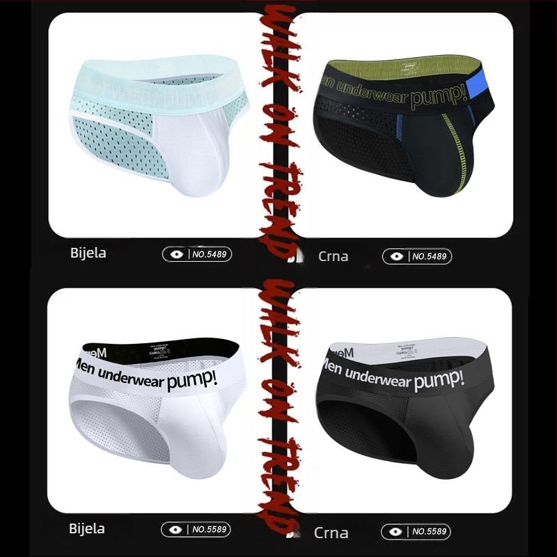 Tanke Pump muške sportske gaćice s niskim strukom, uski kroj, podizanje stražnjice, color-block dizajn