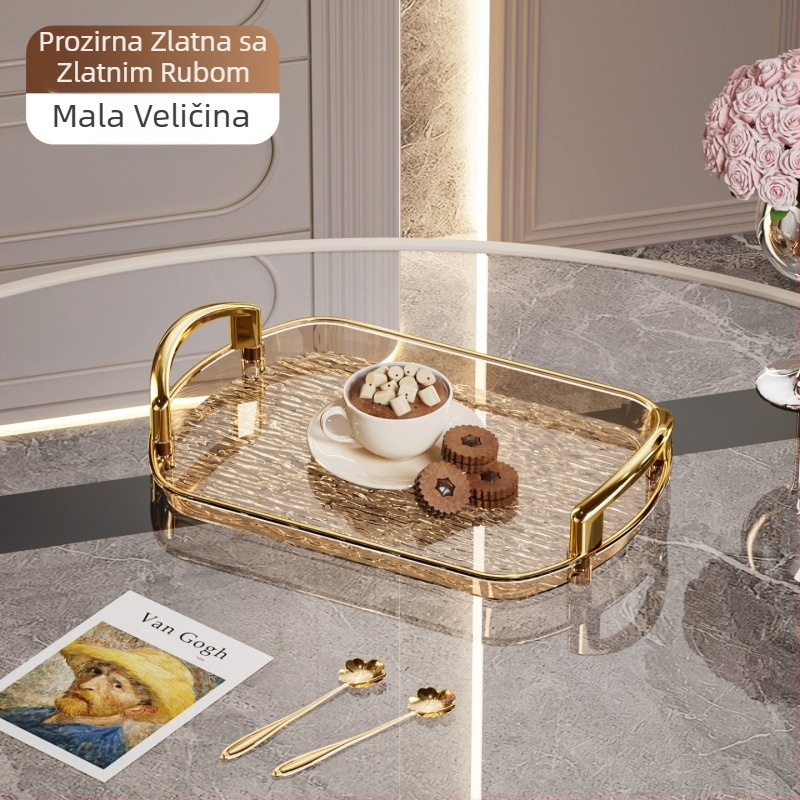 Lagani luksuzni plastični pladanj s ručkom, vrhunski kućanski pladanj za čaj s dvostrukim ušima, pladanj za večeru, veliki pladanj za komercijalni restoran